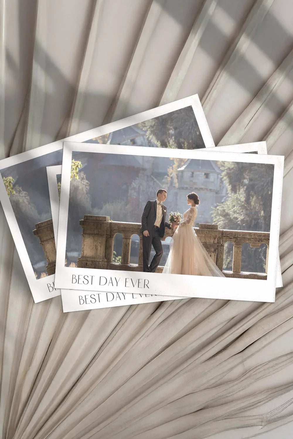 Best Day Ever wedding thank you cards with bride and groom photo by Felicitations