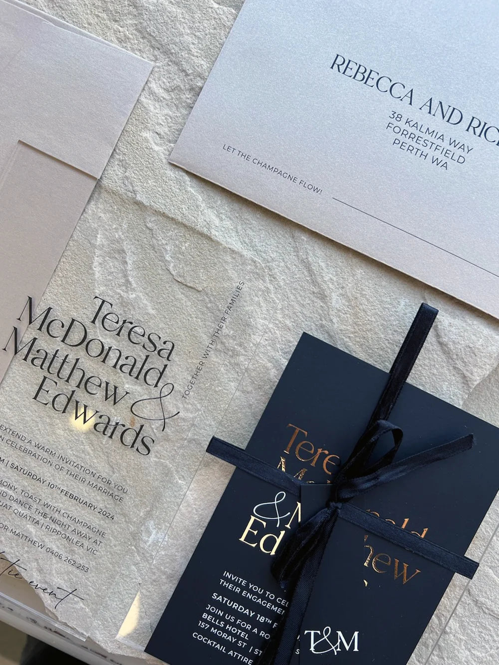 Acrylic Wedding Invitation Felicitations Perth