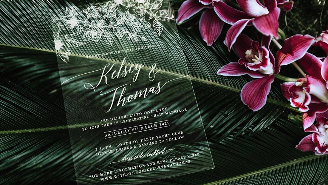 clear acrilyc wedding invitations